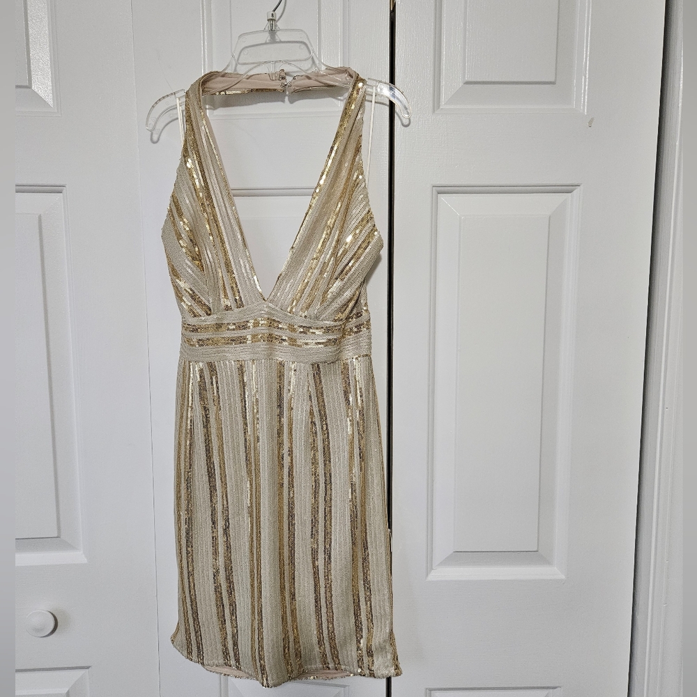 Halter Blackless Low-cut Sequin Dress